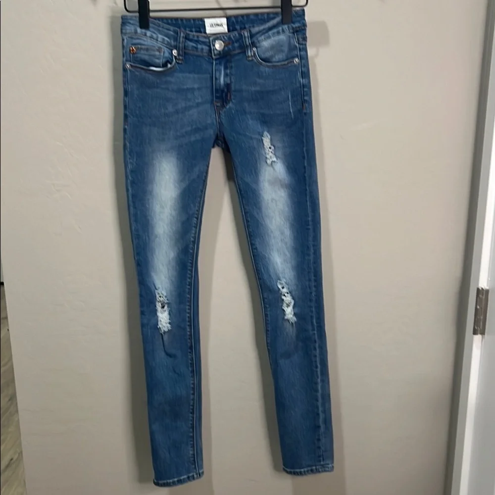 Hudson Jeans Girls Women’s Blue Distressed Skinny Stretchy Comfy Slim Vintage - Picture 1 of 14